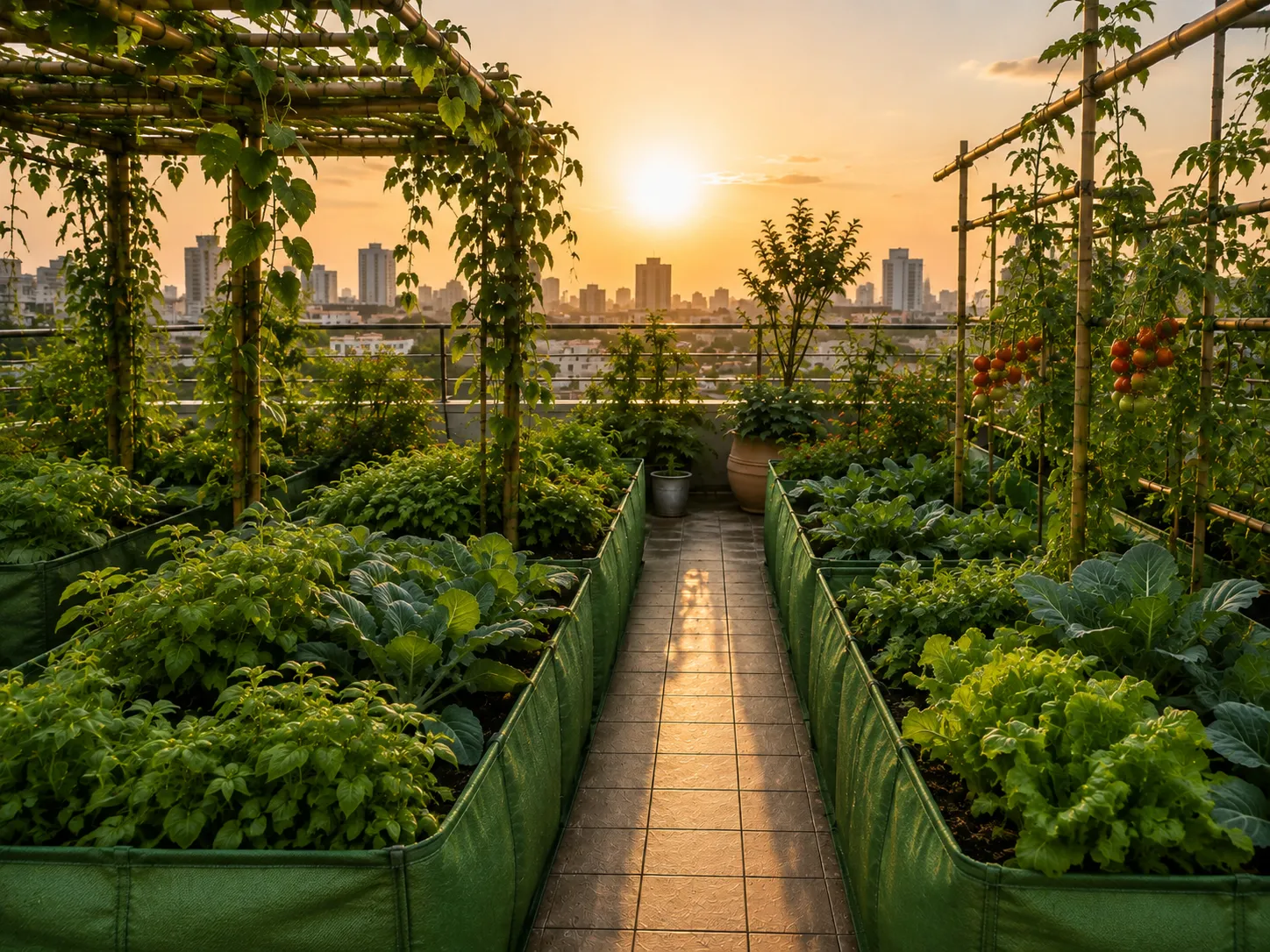 Productive rooftop organic garden