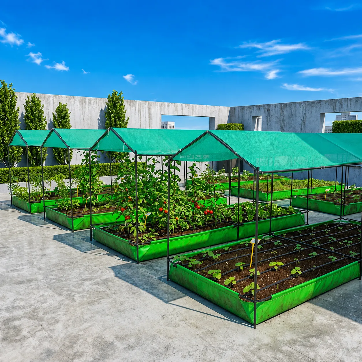 Productive rooftop vegetable farming setup